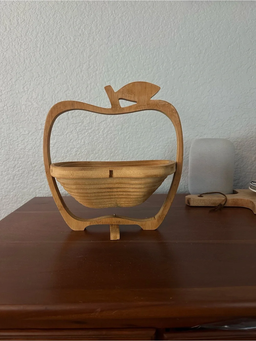 Wooden Apple Fruit Basket Foldable - Natural Bamboo Home Accent
